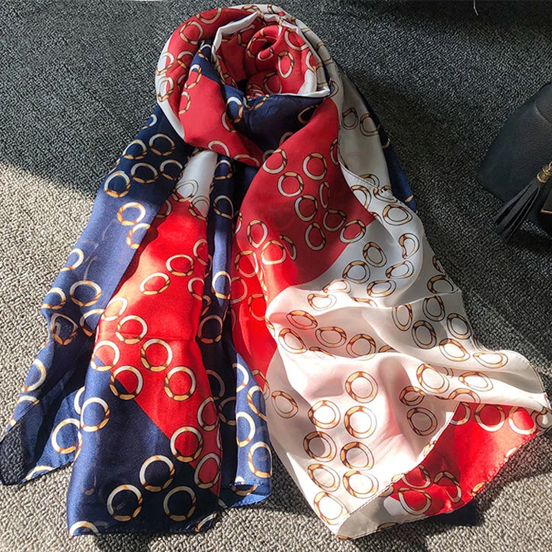 Шелковистый носовой платок шарф палантин для весны лета тонкий стиль унисекс