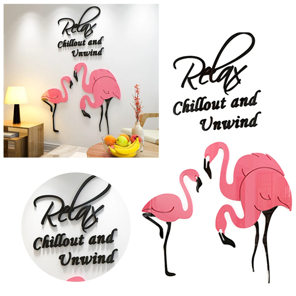 3D Наклейка на стену с фламинго художественные обои сделай сам акриловая
