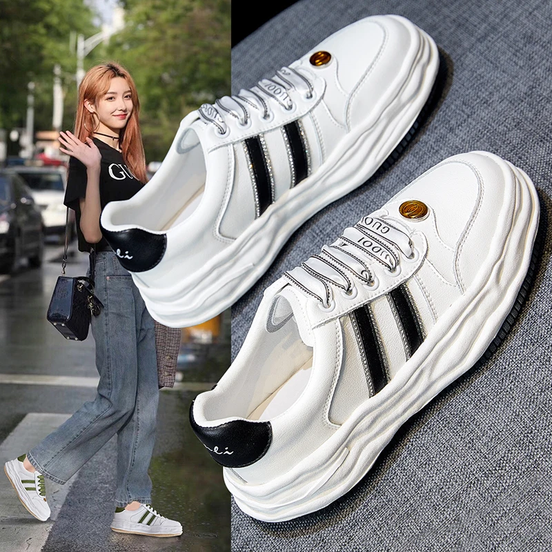 

New Womens Sneaker Leather White Shoes Platform Sneakers Flat Casual Party Wedding Shoes Sports Skateboarding Shoes Brand Luxury