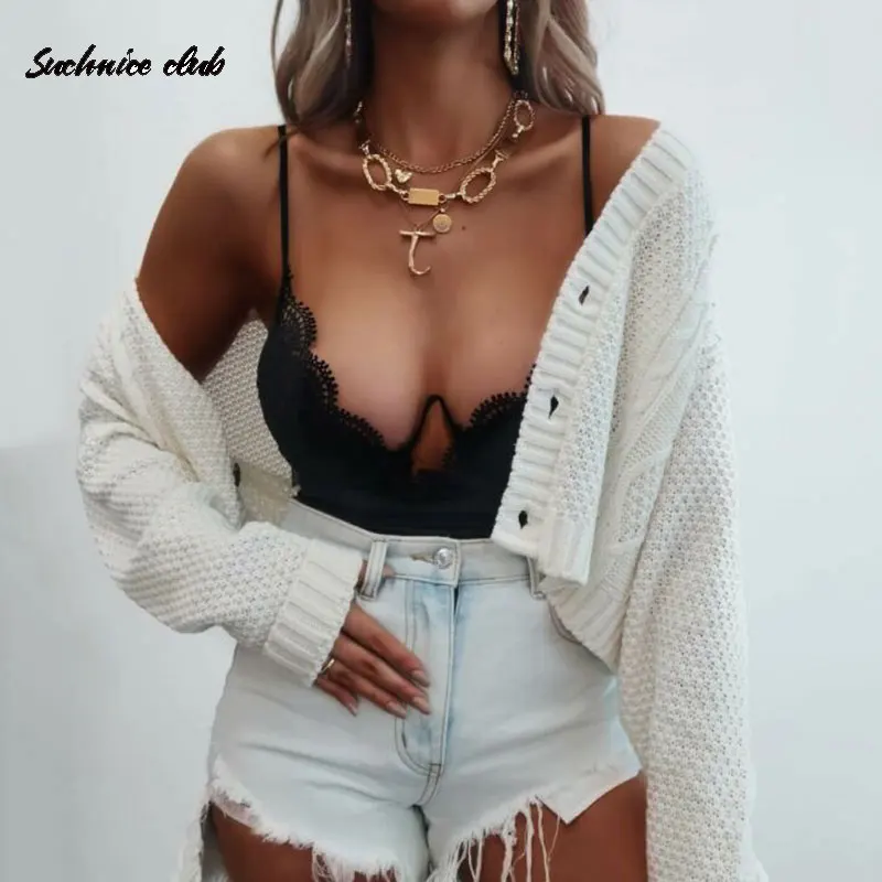 

2020 Knitted Cardigan Sweaters Lady Solid Color Cropped V Neck Jacket Breasted Knitwear Women's Winter Autumn Shawl Sweater