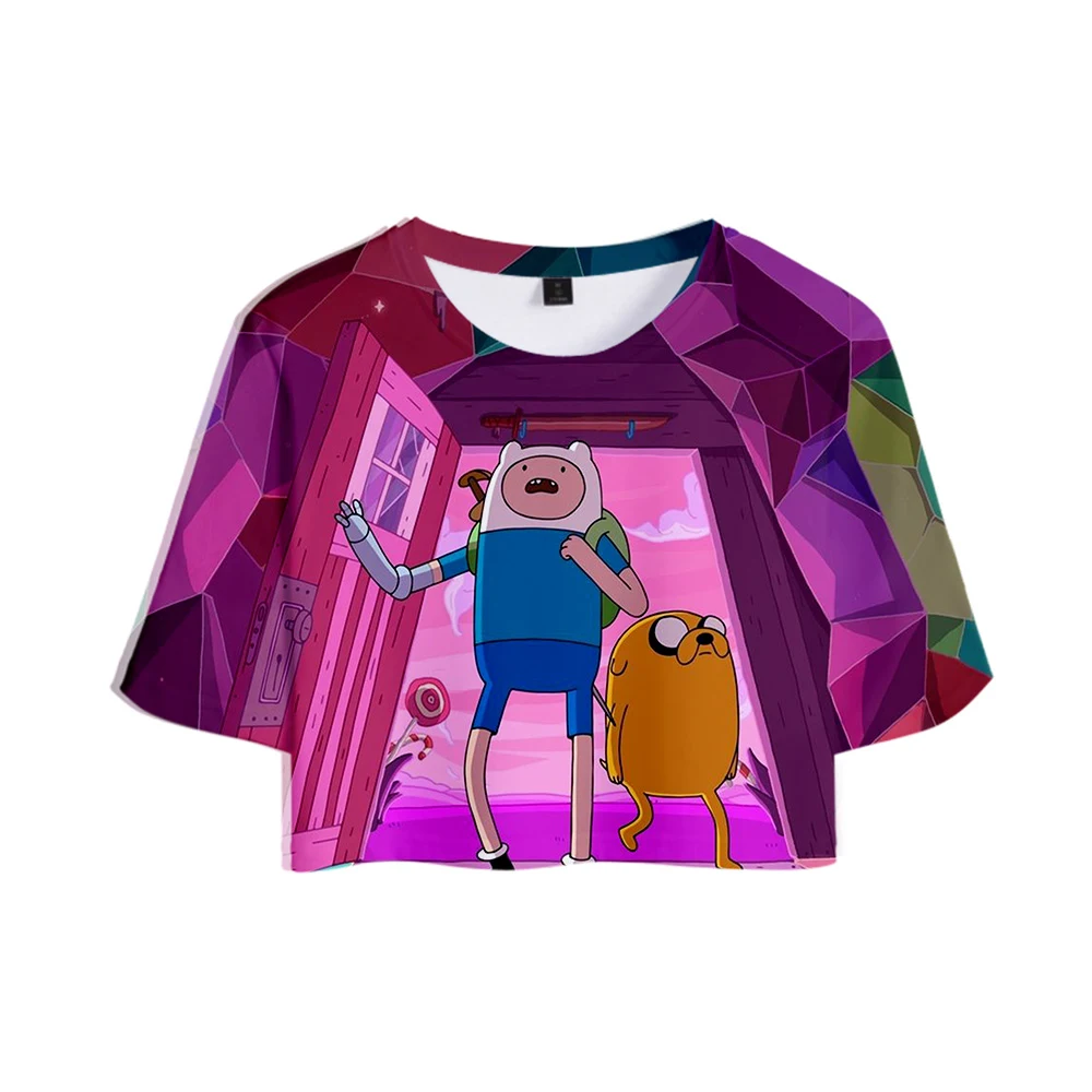 Adventure Time Print Midriff-baring футболка сексуальная женская модная популярная Повседневная футболка Harajuku короткий рукав горячая распродажа