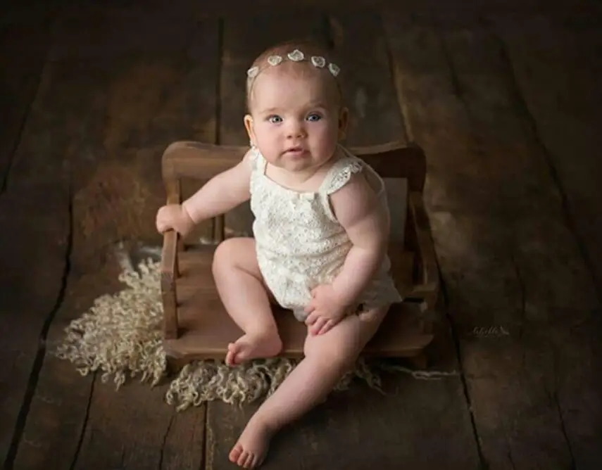 

Baby Girl Photo Shoot Accessories Bed Wooden Sofa Crib Vintage Newborn Photo Background Photography Props Memorial Gift For Kid