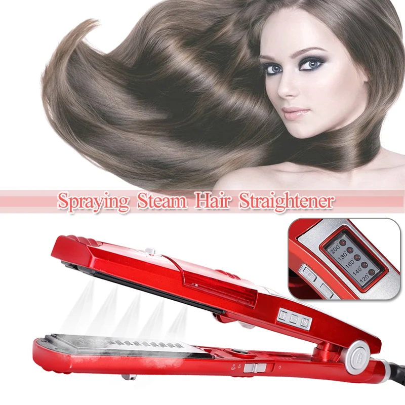 

Electric Steam Hair Straightener Volumizing Hair Iron Straightening Ceramic Curler Infrared Hair Lcd Display Care Styler Tool