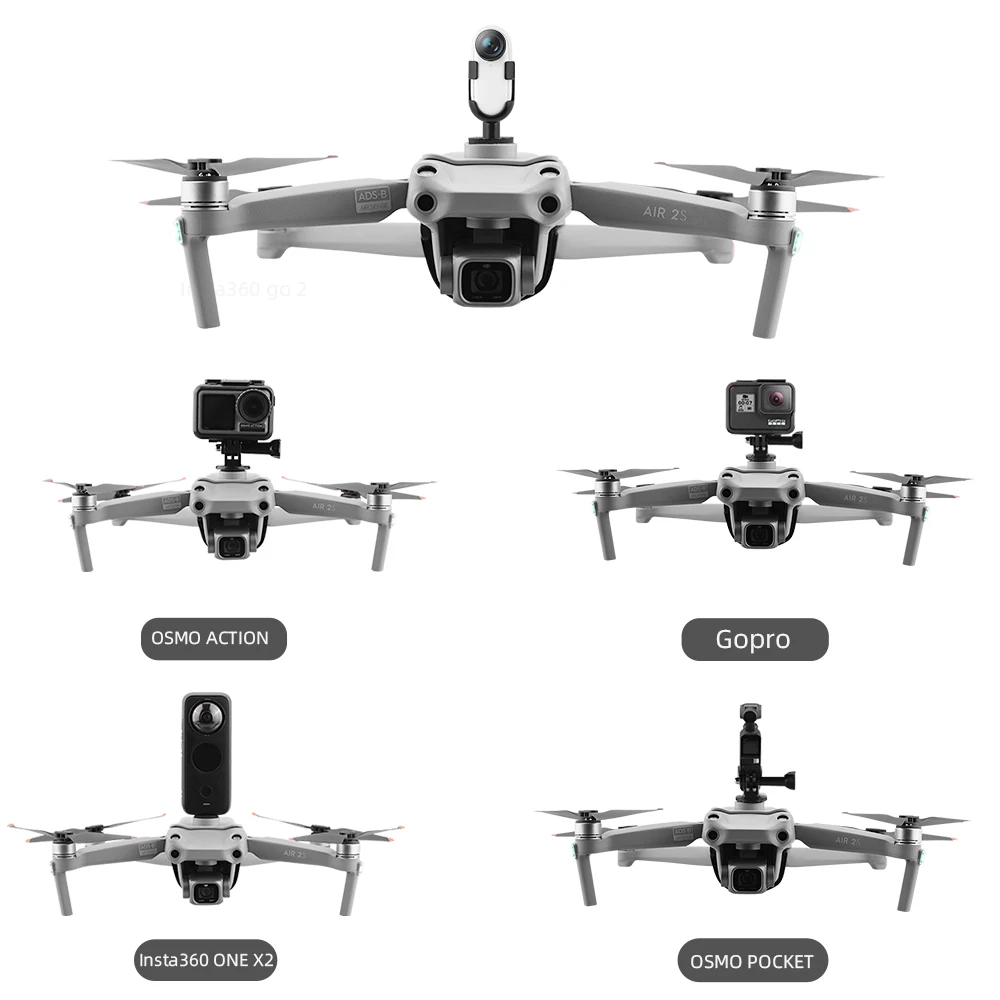 Drone Expansion Kit Camera Fill Light Holder Mount For OSMO Action/ Insta360 go 2/DJI Air 2S Drones