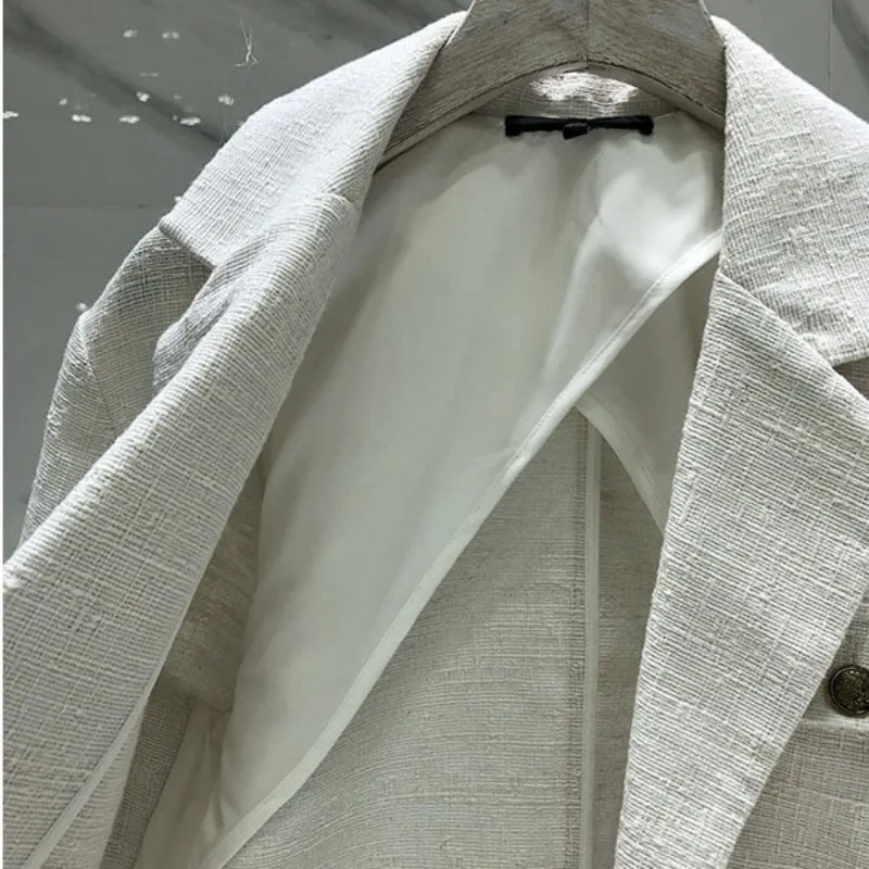 Офисная Женская летняя тонкая твидовая куртка с коротким рукавом женская