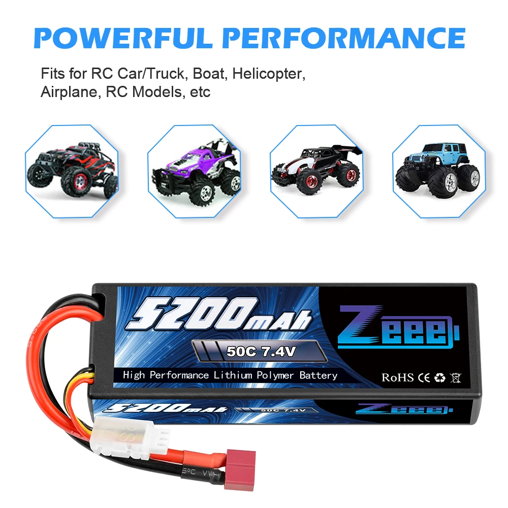 Аккумулятор Lipo Zeee 5200 мАч для радиоуправляемых моделей 7 4 В 50C 2S|Детали и