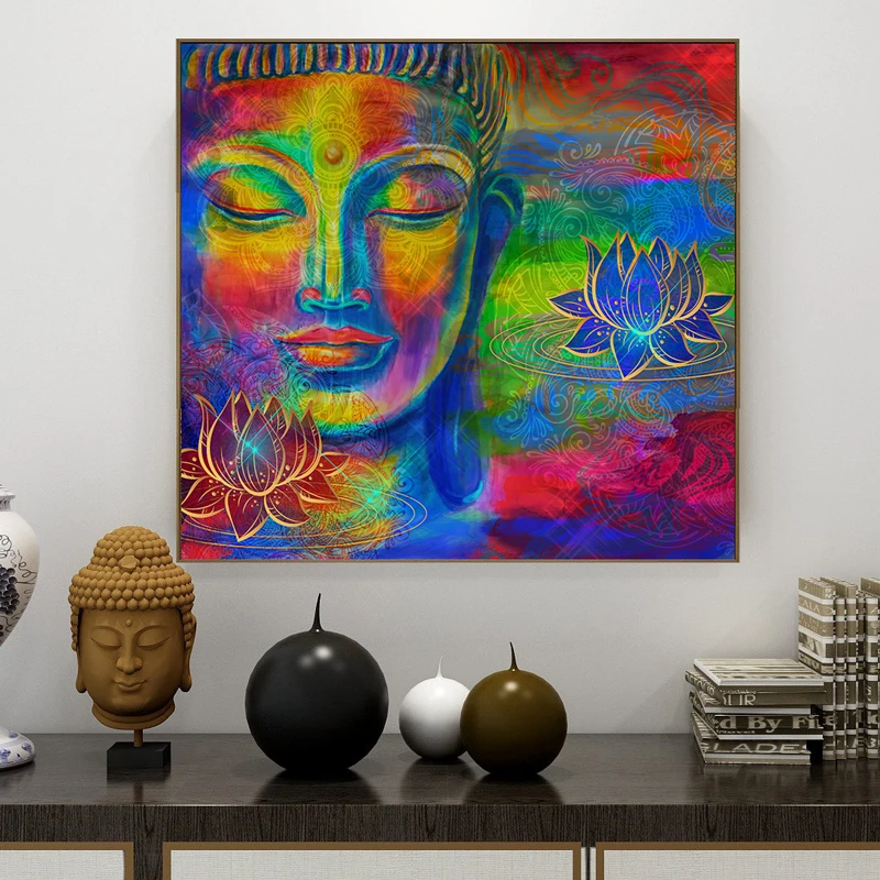 

Canvas Painting Colorful Religious Buddha Posters And Prints On The Wall Zen Buddha Picture For Living Room Home Decoration
