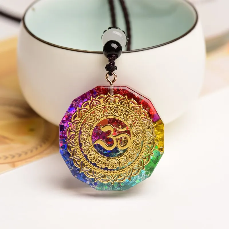 

Orgonite Pendant Chakra Healing Energy Necklace Meditation Copper Om Symbol Orgone Jewelry Handmade Professional Dropshipping