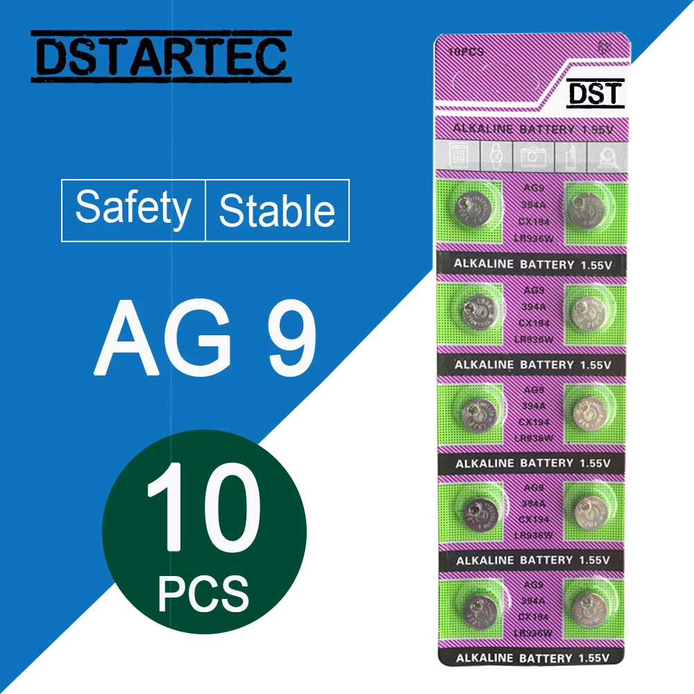 10 шт./карта 30 мА · ч 1 55 в AG 9 AG9 LR936 394 SR936SW CX194 LR45 кнопочные батарейки для пультов