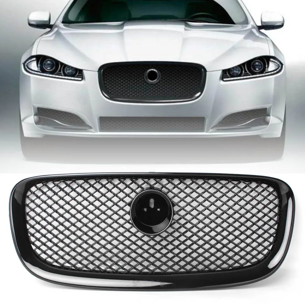 Передняя сетчатая решетка для Jaguar XF XFR 2012 2013 2014 2015 глянцевый черный АБС