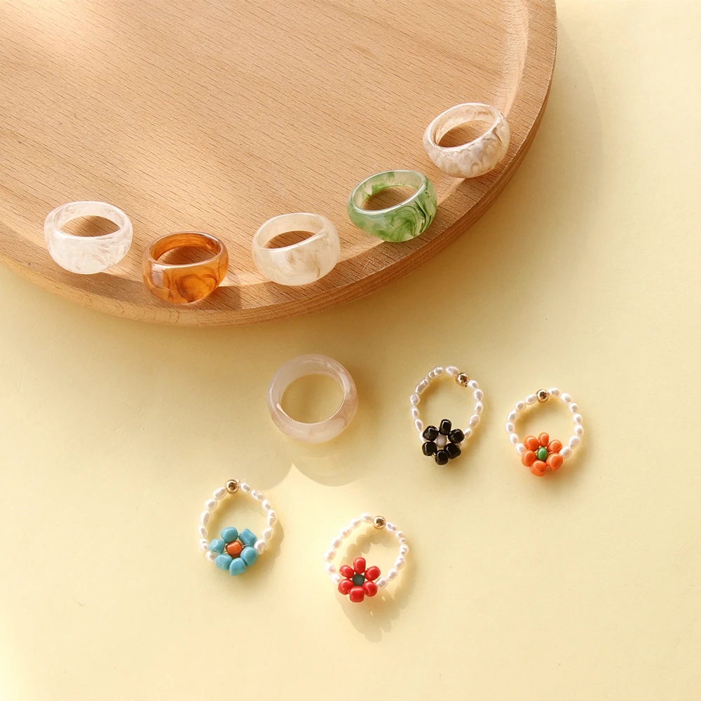 Женское кольцо ручной работы AOMU разноцветное в Корейском стиле с маленькими