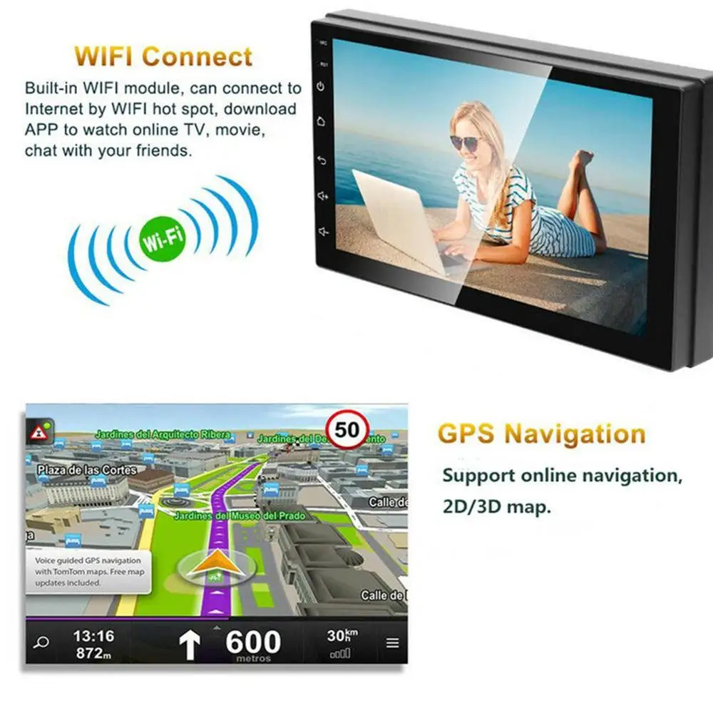 Автомагнитола 2 Din на Android 9 1 с GPS навигацией мультимедийным плеером 7 &quot Bluetooth FM Wi Fi