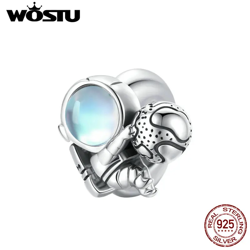 

WOSTU 925 Sterling Silver Space Walk Bead Colorful Charm Fit Original Bracelet DIY Making Necklace Pendant Jewelry CQC1694