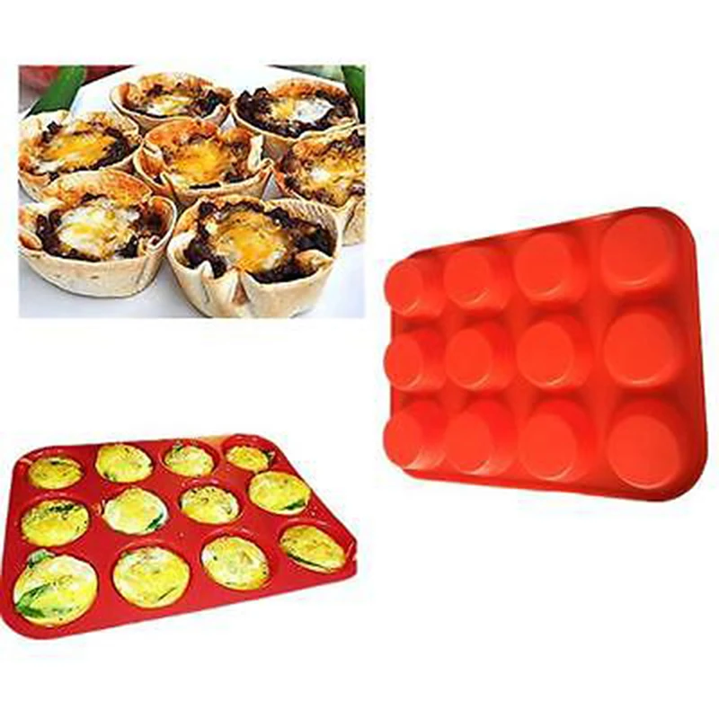 

12 Cup Silicone Muffin Cupcake Baking Pan Non Stick Dishwasher Microwave Safe