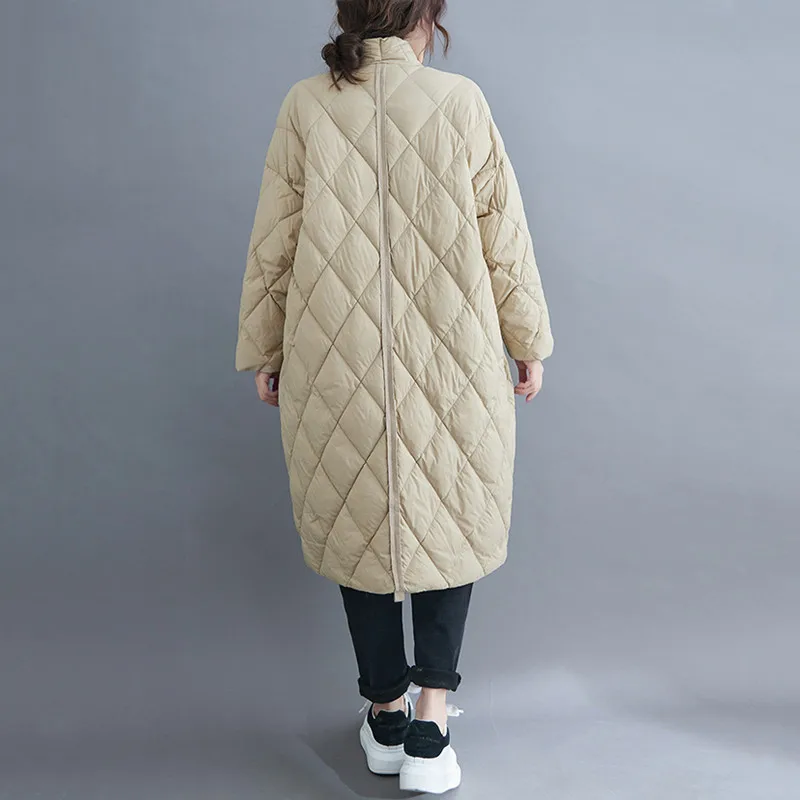 Cotton Vintage Casual Loose Long Overcoats Fall Spring Women Solid Warm Jackets 2023 Coats Clothes Stand Collar Outerwear Female