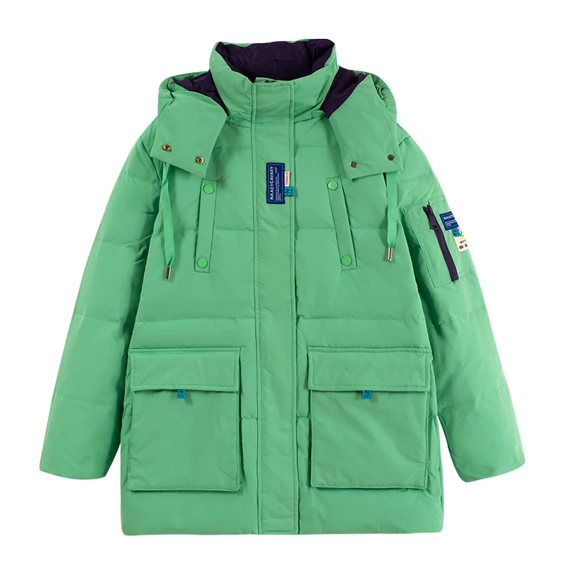 

HWLZLTZHT 2022 Women Winter Thick Hooded Down Jacket Cotton Warm Padded Parka For Women Oversized Water Proof Winter Coat