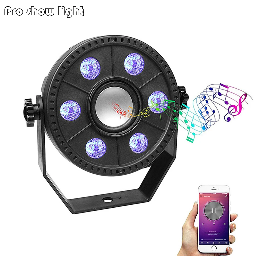 Bluetooth Audio Par Light 6LEDS RGB 3IN1 LED Flat Par Light Dj Equipments Mini LED Stage Light For Christmas Party Wedding Disco