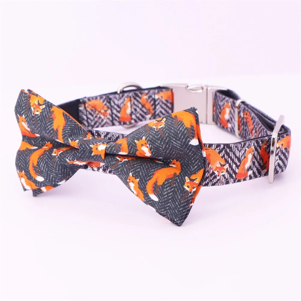 Ошейник с лисьим узором для собаки галстук бабочка металлическая пряжка