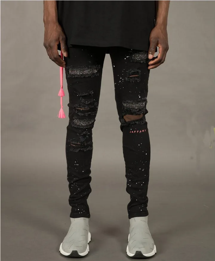Kot Pantolon Erkek мужские рваные джинсы, модные джинсы, Vaquero Hombre, мужские джинсы с дырками, Стрейчевые джинсы без шнуровки