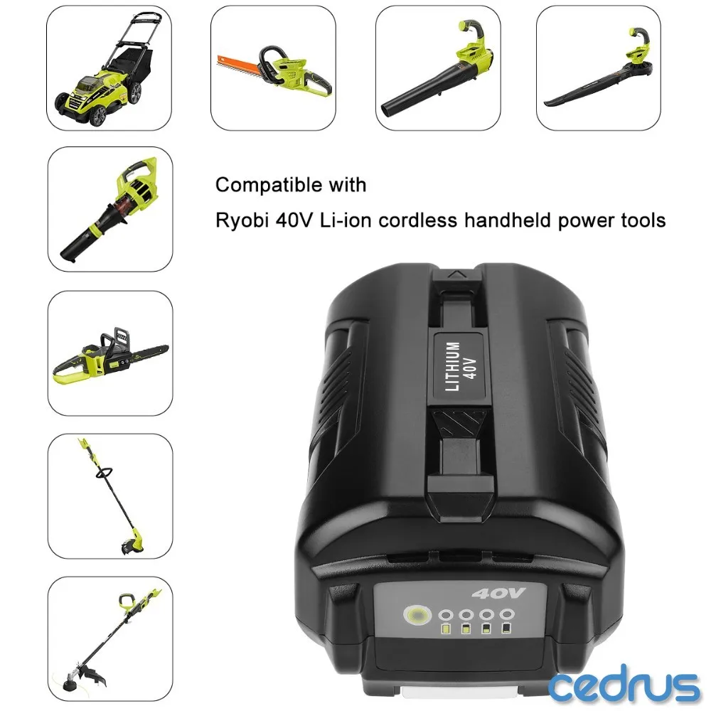 

Cedrus 2pcs 40V 6000mAh 240Wh Battery Compatible for Ryobi OP4026A OP4050 Tools Battery