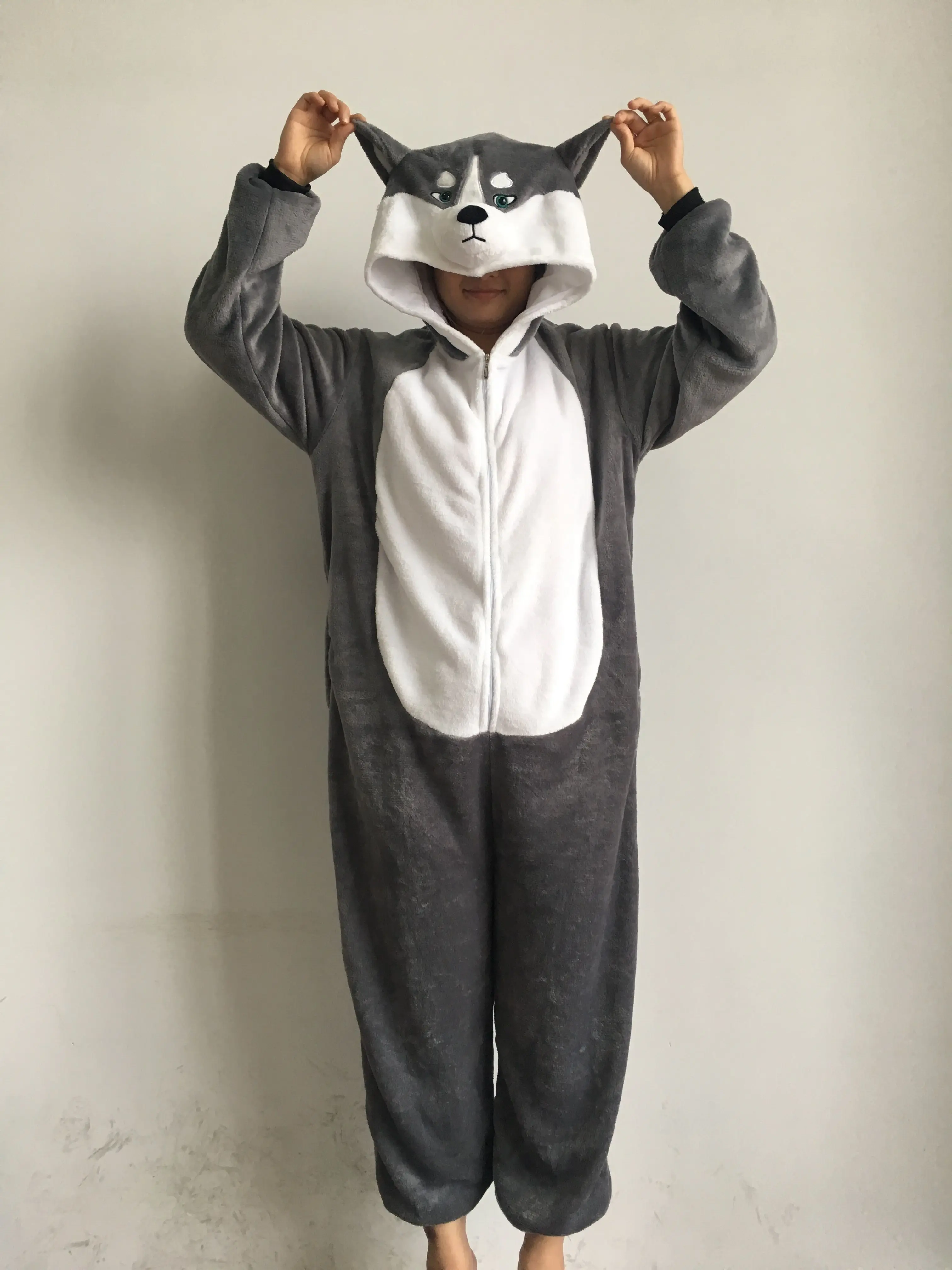 Женская пижама комбинезон с единорогом зимняя Фланелевая Пижама Kigurumi Nightie синяя