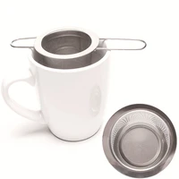 foldable handles tea infuser hanging strainer stainless steel double ear teapot spice filter with cover kitchen accessories