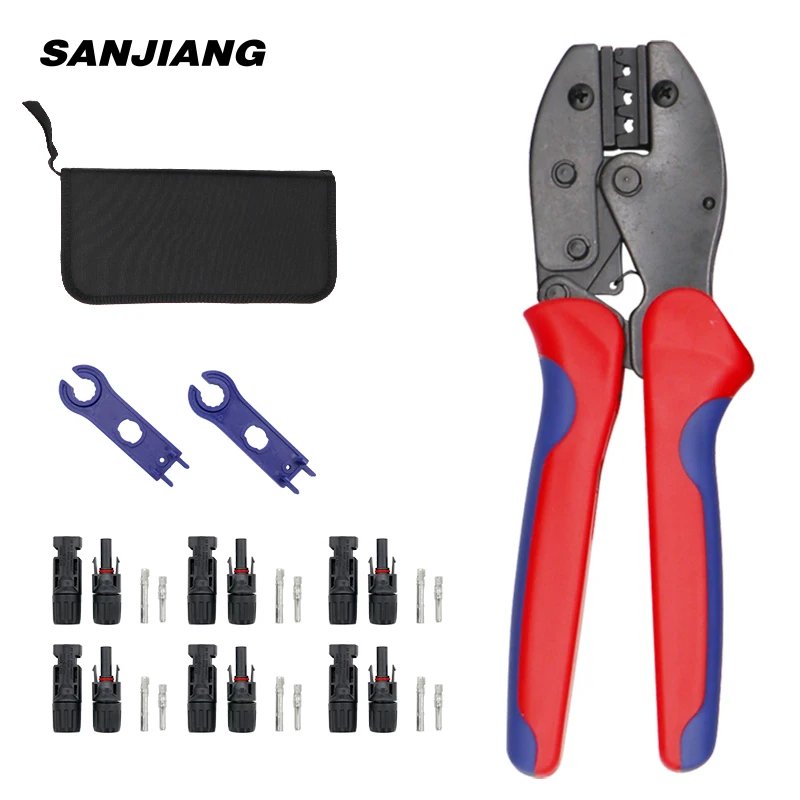Crimping Tool for Cable 6pcs Male Female Connector+2pcs Spanners Wrench+ Wire Crimper+Tool Kit for 2.5/4/6mm² Solar PV Wire