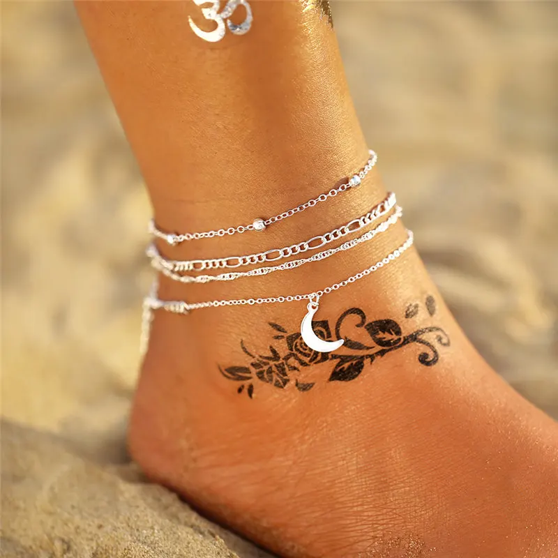 IF ME Bohemian Layer Chain Moon браслет с дизайном солнце женские браслеты для ног винтажные