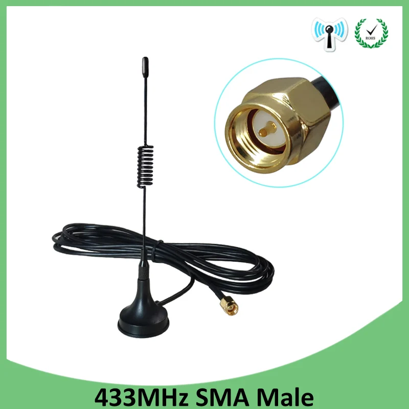 10 шт. 5dbi 433 МГц антенна антенны GSM SMA разъем с магнитной базой для радиосигнала