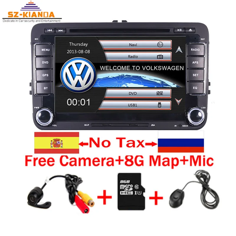 Заводская цена " сенсорный экран автомобильный DVD для VW Golf Polo Jetta Bora Passat Wifi 3g gps Bluetooth Радио USB SD gps карта - Цвет: Camera Mic 8GB Map