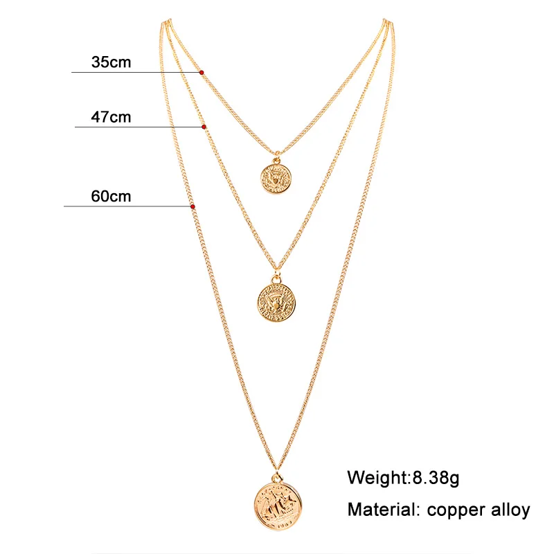 Gold 7 BICUX, винтажное многослойное ожерелье с кулоном из кристаллов, женское золотистое ожерелье с бусинами, Лунная звезда, рога полумесяца, колье, ювелирное изделие, Новинка - Окраска металла: Gold 7