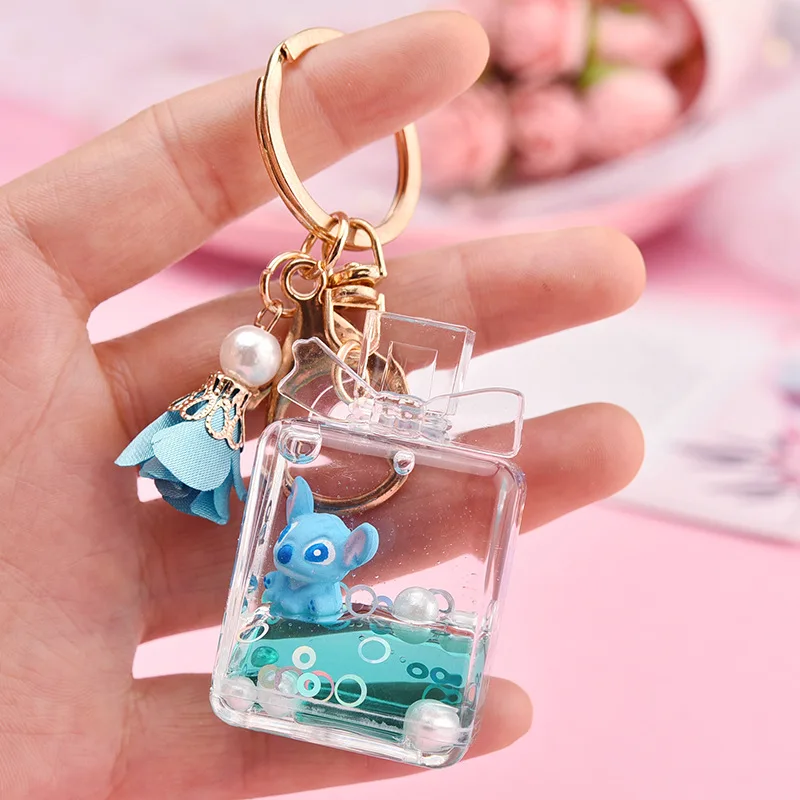 Disney творческий брелок с жидкостью мультфильмы Лило и Стич Симпатичные стежка