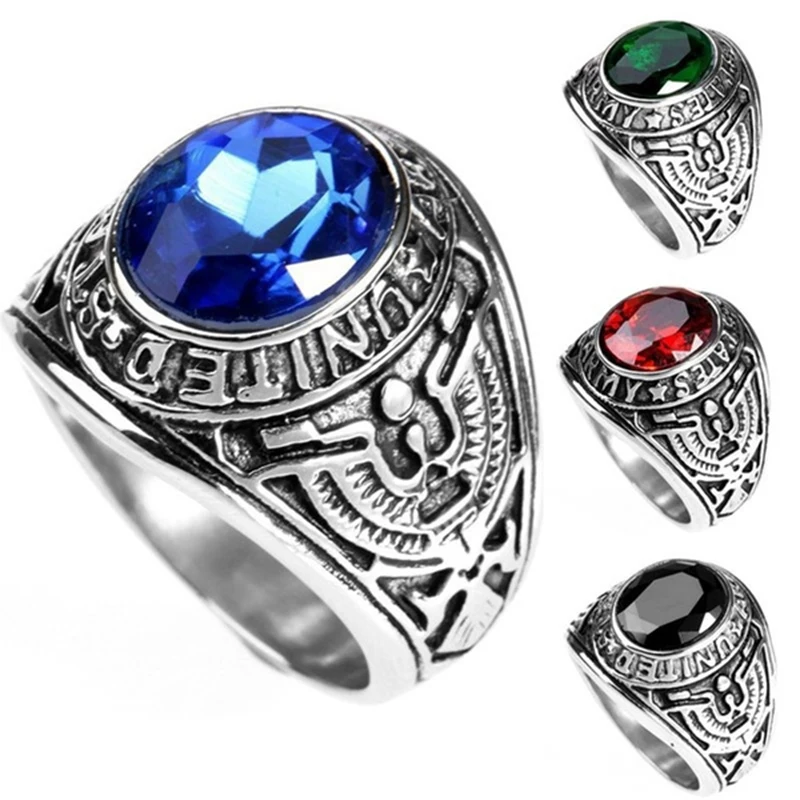 

New Retro Bohemian Round Sapphire Inlaid Ring Men's Ring Fashion Vintage Rune Amulet Ring Religious Accessories Party Jewelry