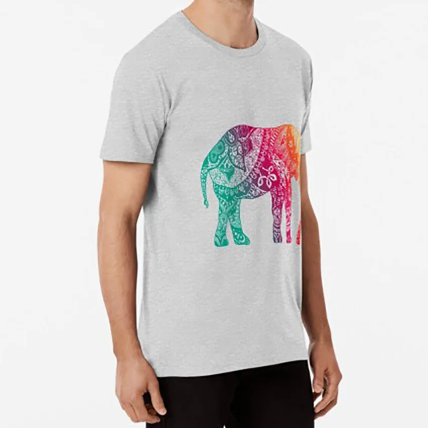 Теплый Слон Футболка круги слон акварель Пейсли Цветочный Цветок Радуга