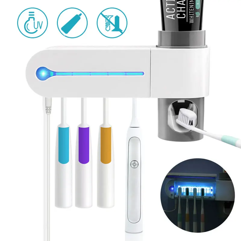 

Ultraviolet Toothbrush Sterilizer Antibacteria UV Light Tooth Brush Holder Automatic Toothpaste Dispenser Squeezer Bathroom Tool