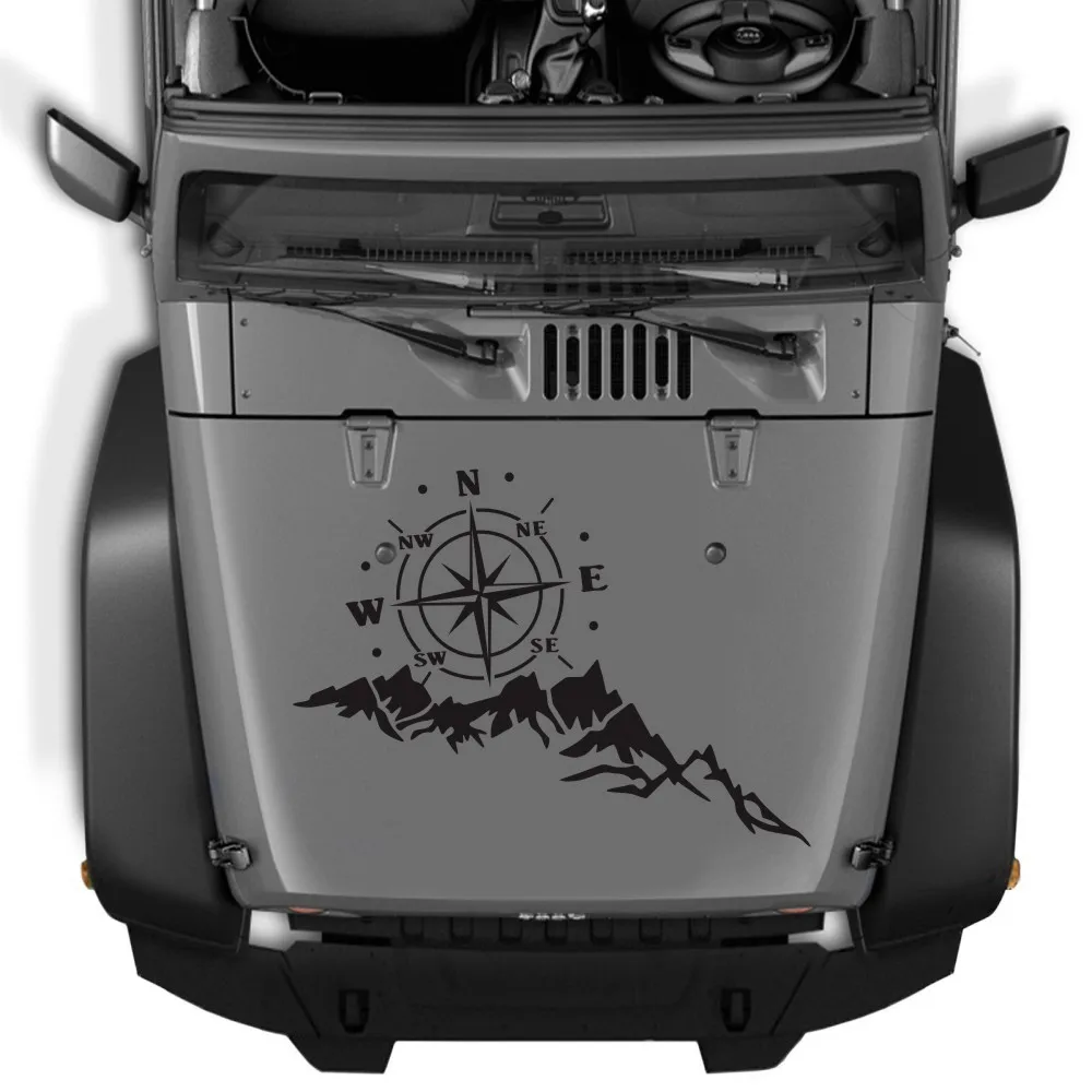 

Vinyl Car Sticker 65cm*35cm Auto Black Compass Decal Decoration Door Graphics Mountain