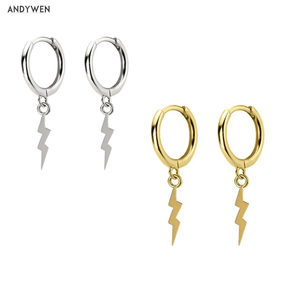 ANDYWEN 925 пробы серебряные серьги с тремя подсветками Подвески 9 мм круглые кольца