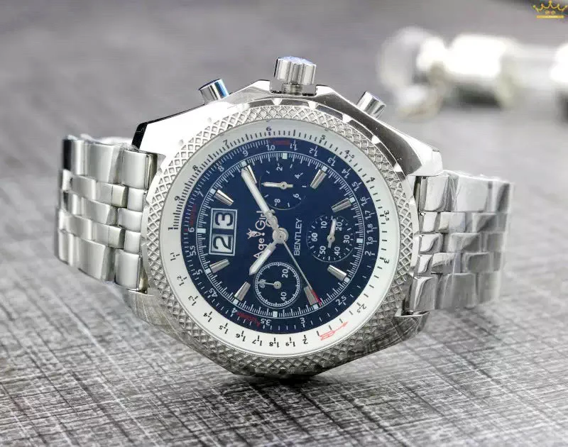 

Classic New Men Chronograph Stopwatch Watch Black Blue Leather Stainless Steel Sapphire Sport Watches Classic Calendar AAA+