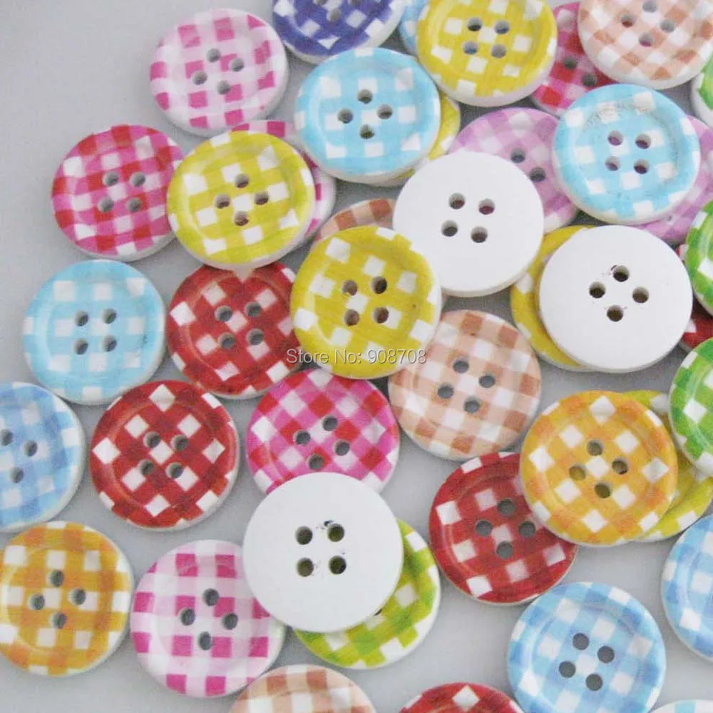 Multisizes с 4 отверстиями деревянные пуговицы для шитья смешанные 100 шт. DIY