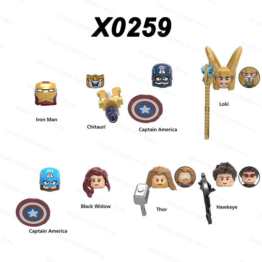 X0259 8 шт./компл. Железный человек читаури Локи Тор соколиный глаз собрать