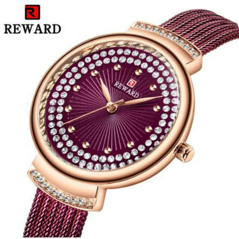 Женские часы с кристаллами женские со стальным сетчатым ремешком стразы