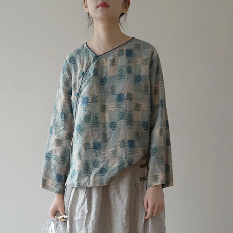 Johnature весна-лето Ретро стиль круглый вырез цветочный принт хлопок лен рубашка