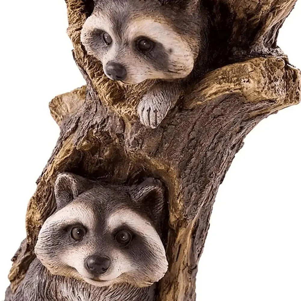 

Garden Yard Animal Sculptures Ornament Miniatures Resin Raccoon Birdbath Polyresin Antique Garden Bird Bath For Home Decoration