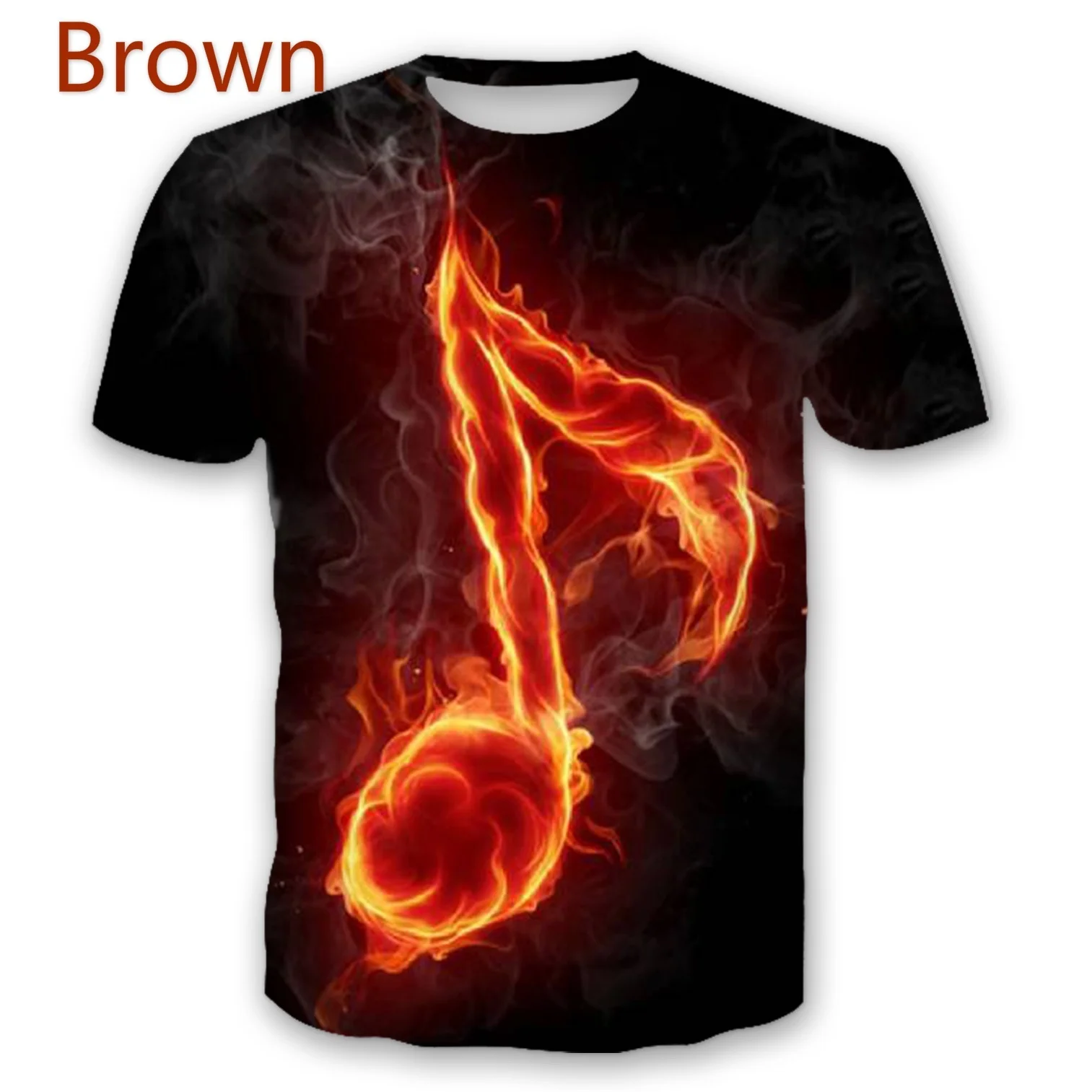 Футболка с коротким рукавом и круглым вырезом 3D принтом огненной гитары|Мужские