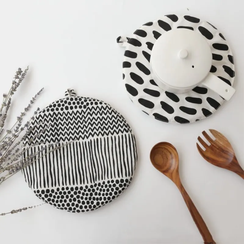 INS Скандинавская черно-белая круглая подстилка хлопковая подставка нескользящий