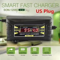 car battery charger 12v 6a 10a intelligent full automatic auto smart fast power charging for wet dry lcd display us plug