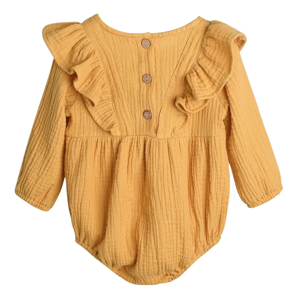 Детский однотонный комбинезон с длинным рукавом на пуговицах | Мать и ребенок