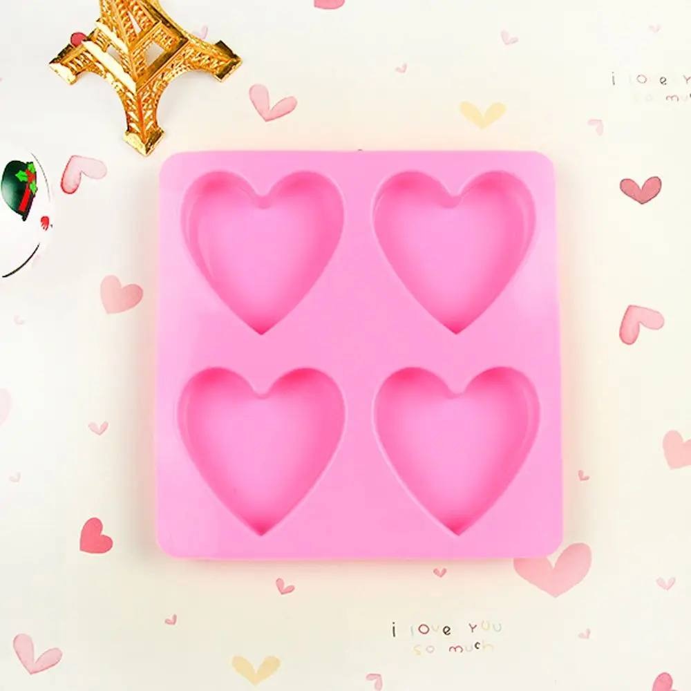 3D 4 отверстия любящее сердце Форма силиконовая форма для льда Fondant (сахарная) торт