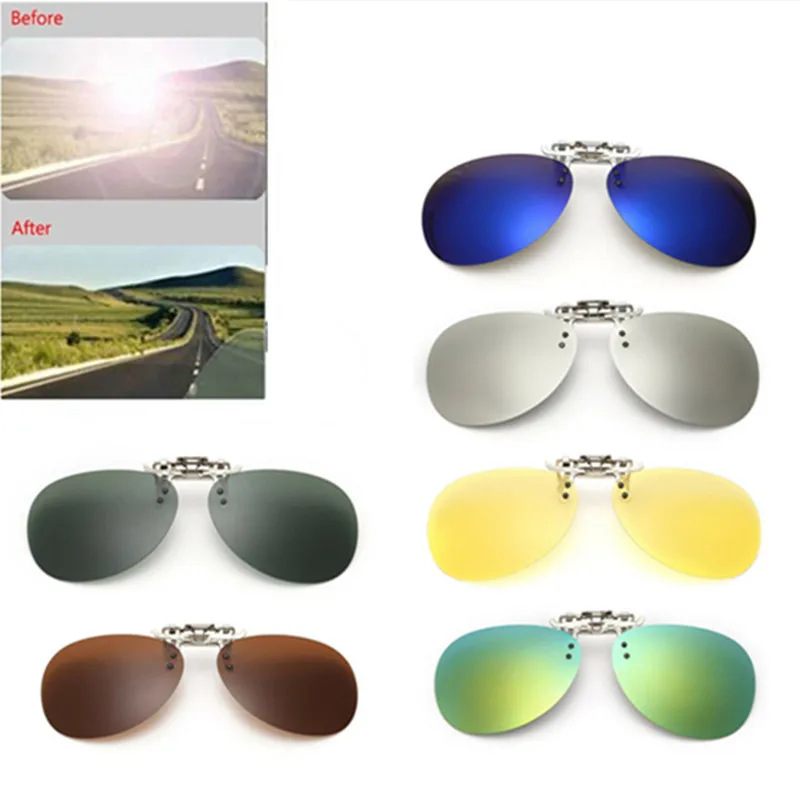 

2022 Fashion Unisex Uv400 Sunglasses Polarized Clip On Flip-up Driving Goggle Glasses Day&night Vision Lens Myopia Glasses Clip