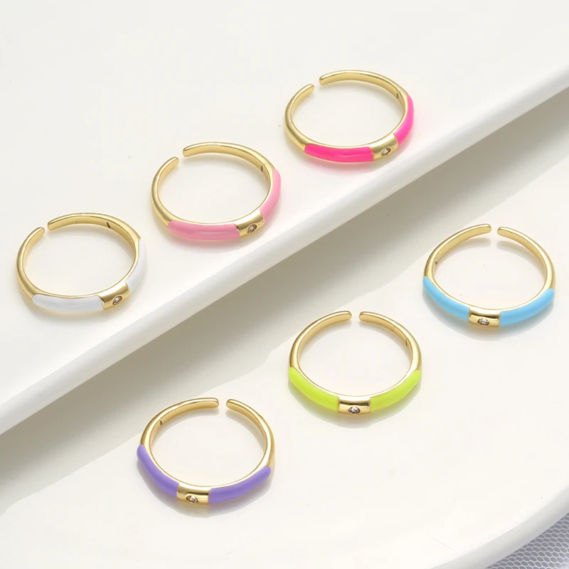 ZHUKOU Золотая эмаль капельное масло кольцо для женщин кубический цирконий